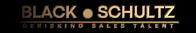 Black Schultz Periskins Sales Talent logo with gold text on dark background