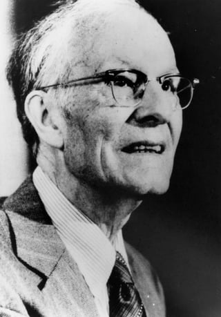 Black and white portrait of Theodore Schultz, Nobel Prize economist