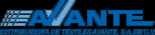AVANTE logo for textile distribution company with blue text and company name in Spanish